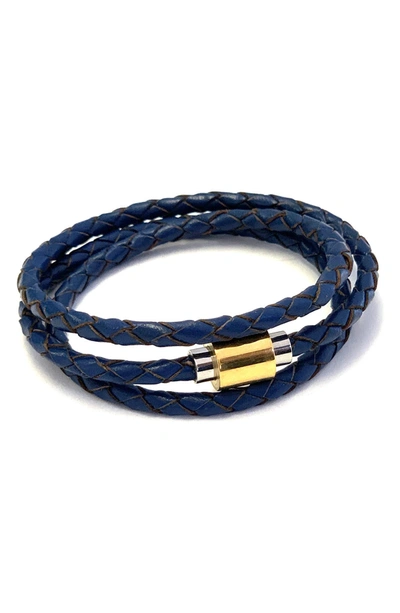 Shop Liza Schwartz Leather Wrap Bracelet In Navy