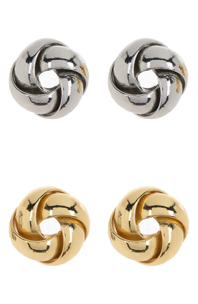 Shop Adornia 14k Gold Vermeil & Sterling Silver Twisted Knot Stud Earrings Set In Multi