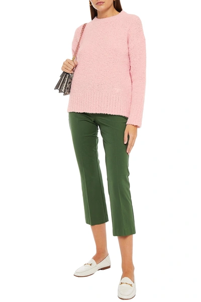 Shop Tory Burch Bouclé-knit Wool-blend Sweater In Baby Pink