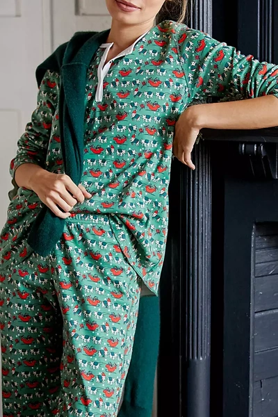 Shop Roller Rabbit Holly Jolly Pajama Set In Green
