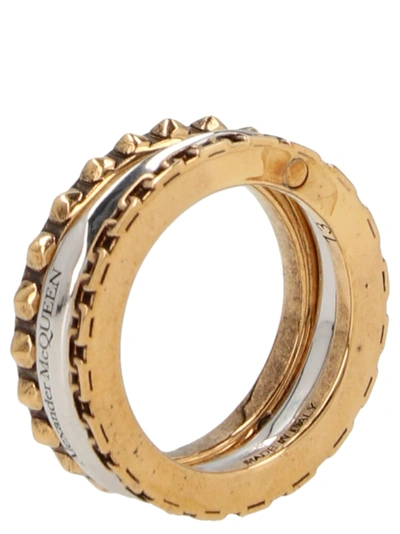 Shop Alexander Mcqueen Linked Ring In Multicolor