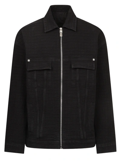 Shop Givenchy Monogram Denim Jacket In Black