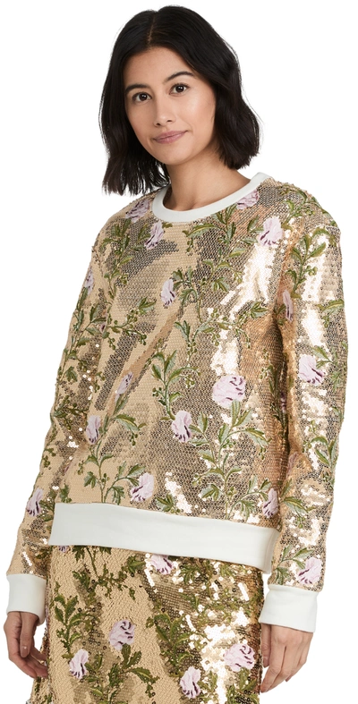 Shop Giambattista Valli Sequined Sweatshirt In Gold Multi