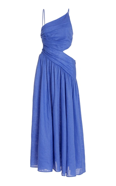 Shop Zimmermann Women's Tropicana Open-back Linen Maxi Dress In Blue
