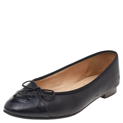Chanel Ombre Quilted Patent Leather CC Cap Toe Bow Ballet Flats Size 36.5  at 1stDibs