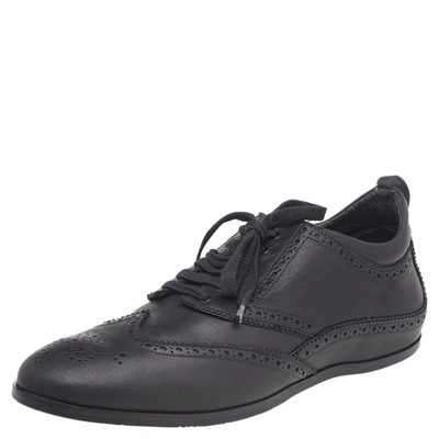 Pre-owned Giorgio Armani Black Brogue Leather Lace Up Derby Size 44