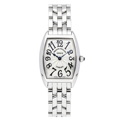 Pre-owned Franck Muller White Stainless Steel Cintree Curvex 1752qzacbace Women's Wristwatch 25 X 35 Mm