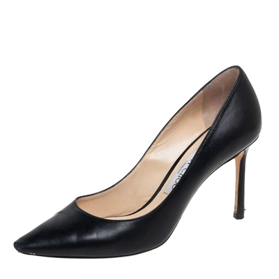 Pre-owned Jimmy Choo Black Leather Romy Pointed Toe Pumps Size 37