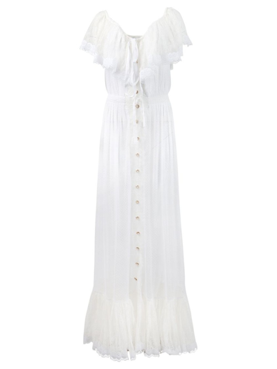 Paco Rabanne Filled Lace Maxi Dress White | ModeSens