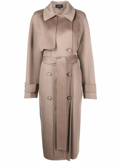 Shop Joseph Double-breasted Trench-coat In Brown