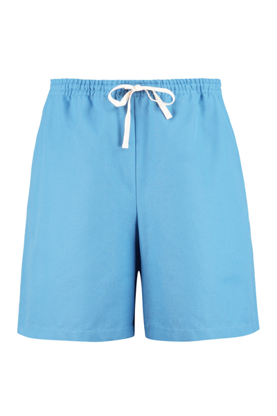 Shop Gucci X Freya Hartas Animal Embroidered Shorts In Blue