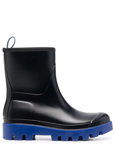 Shop Gia Borghini Gia Black Flat Giove Wellington Ankle Boots In Nero