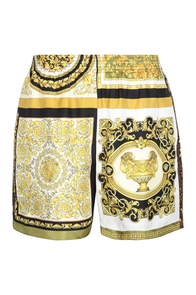 Shop Versace Barocco Mosaic Patchwork Print Shorts In Multi