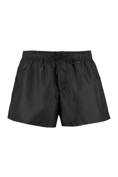 Shop Versace Logo Print Swim Shorts In Black