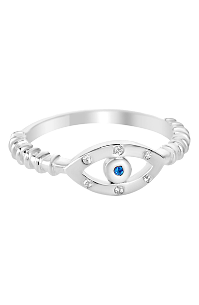 Shop Liza Schwartz Sterling Silver Cz & Sapphire Evil Eye Ring
