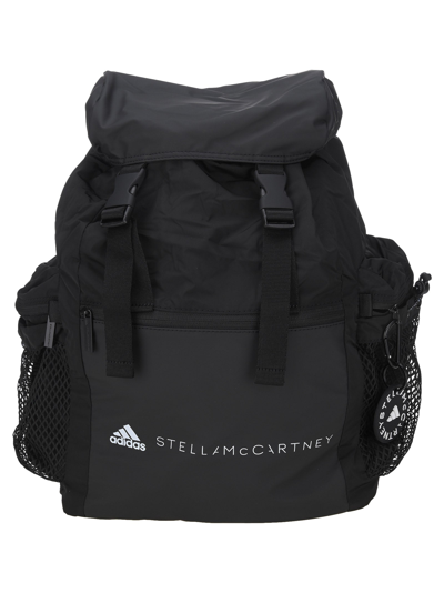 Shop Adidas By Stella Mccartney Logo Printed Backpack In Black