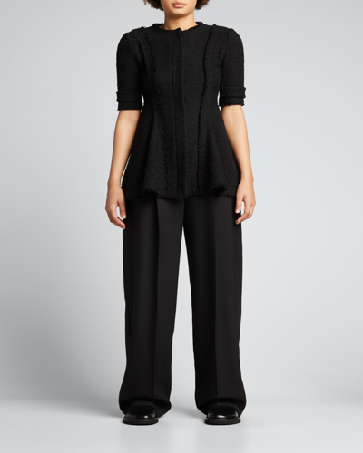 Shop Proenza Schouler Raw Edge Tweed Short-sleeve Jacket In Black