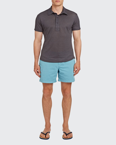 Shop Orlebar Brown Men's Bulldog Cotton Twill Shorts In Maya Blue