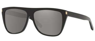 Shop Saint Laurent Sl1 001 Flat Top Sunglasses In Grey