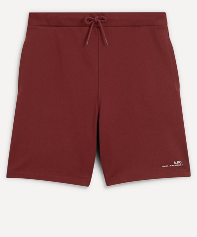 Shop Apc Logo Drawstring Shorts In Dark Red