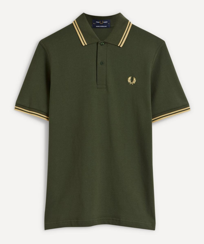 Shop Fred Perry M12 Twin-tipped Shirt In Dark Wasabi Champagne