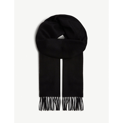 Shop Johnstons Women's Black Ladies Black Cashmere Check Fringe-trim Personalised Scarf