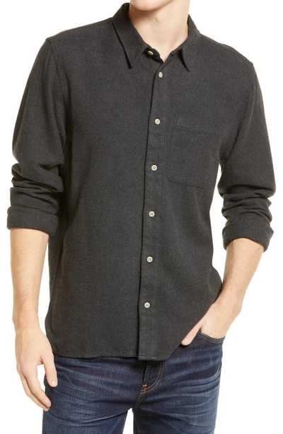 Shop Madewell Sunday Flannel Perfect Long Sleeve Button-up Shirt In Black Coal