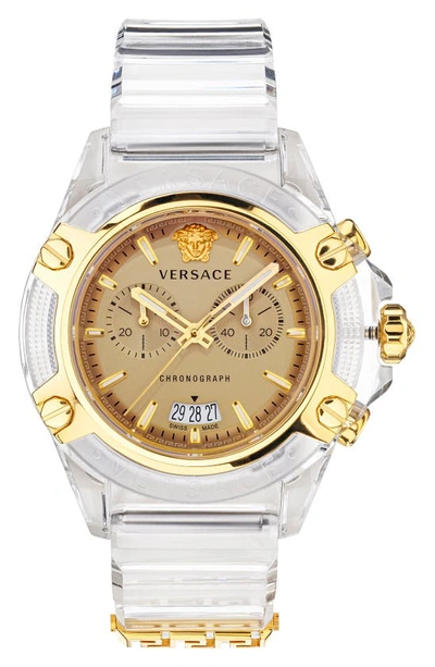 Versace Icon Active Chronograph Silicone Strap Watch, 44mm In 