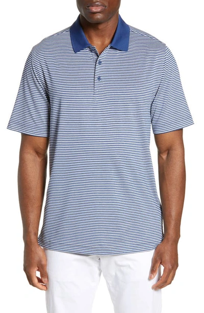 Cutter & Buck Forge Drytec Stripe Performance Polo In Indigo