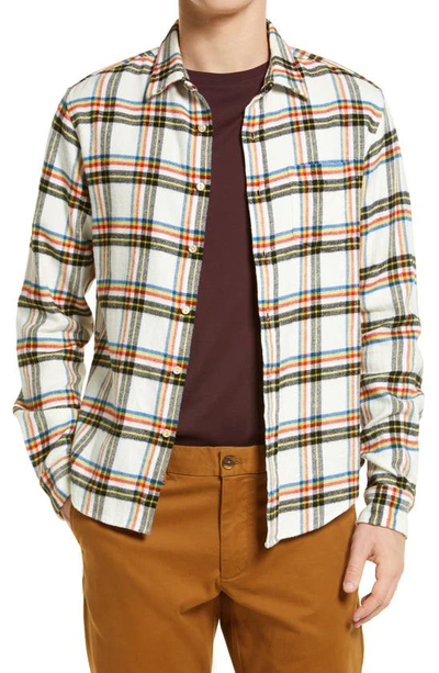 Shop Alex Mill Regular Fit Plaid Flannel Button-up Shirt In Ecru