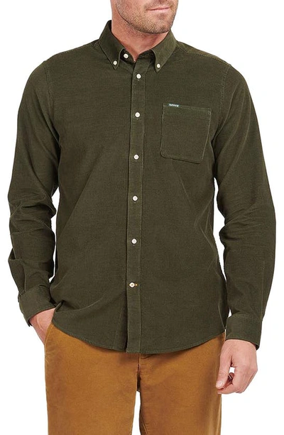 Shop Barbour Ramsey Tailored Fit Corduroy Button-down Shirt In Forest
