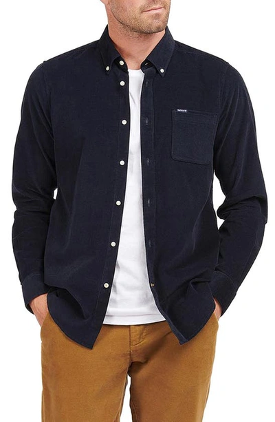 Shop Barbour Ramesy Tailored Fit Corduroy Button-down Shirt In Navy