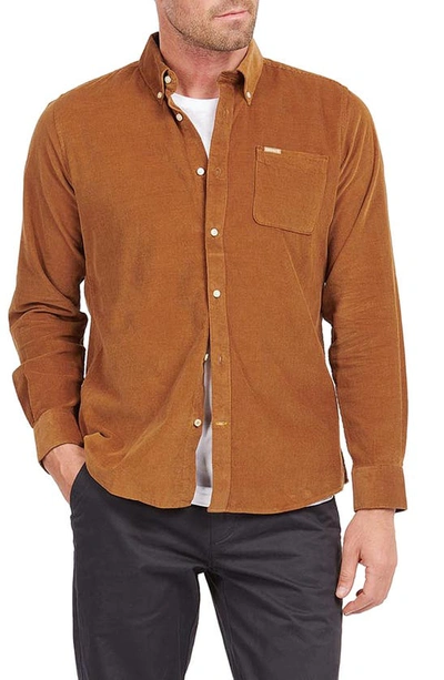 Shop Barbour Ramesy Tailored Fit Corduroy Button-down Shirt In Sandstone