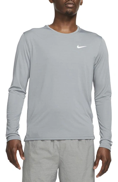 Nike Dri-fit Miler Long Sleeve Running Shirt In Smoke Grey/ Silver |  ModeSens