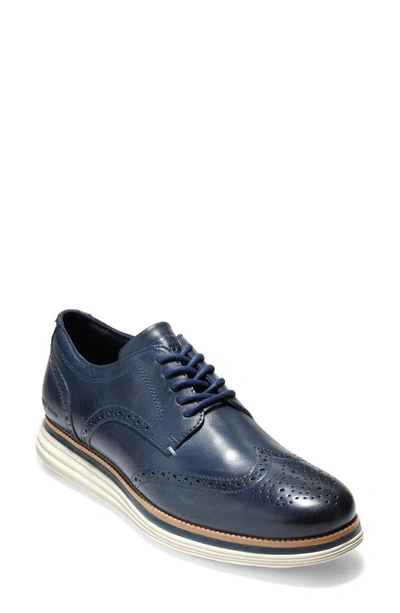 Shop Cole Haan Original Grand Energy Meridian Short Wingtip Derby In Marine Leather