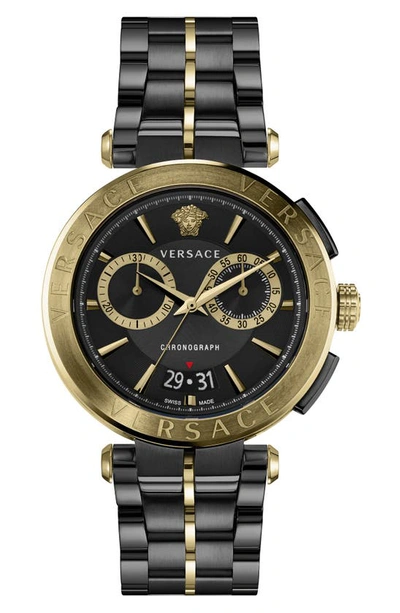 Shop Versace Aion Chronograph Bracelet Strap Watch, 45mm In Two Tone