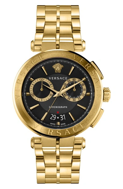 Shop Versace Aion Chronograph Bracelet Strap Watch, 45mm In Ip Yellow Gold