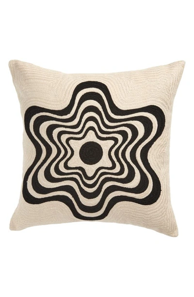 Shop Dusen Dusen Flower Embroidered Pillow In White And Black