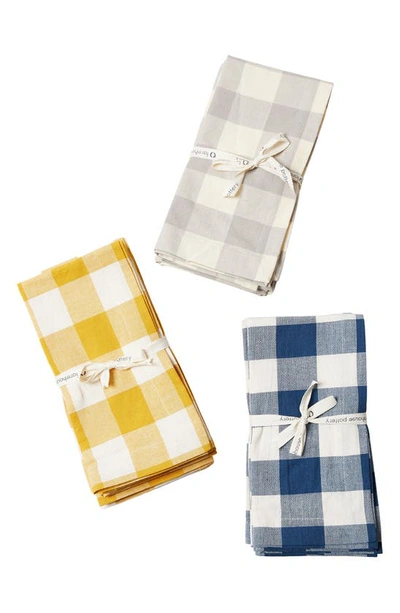 Shop Farmhouse Pottery Set Of 4 Farmer's Gingham Check Napkins In Navy