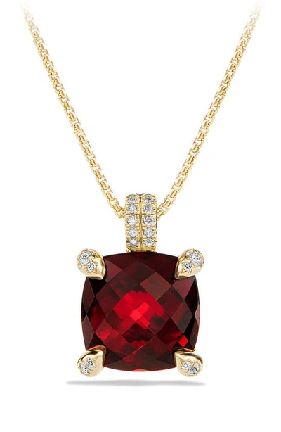 Shop David Yurman Châtelaine Pendant Necklace With Diamonds In Garnet