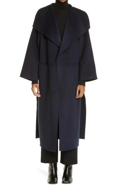 Shop Totême Annecy Open Front Wool & Cashmere Coat In Navy