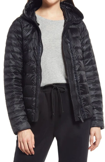 Shop Canada Goose Roxboro Black Label Down Packable Hooded Jacket In Black - Noir