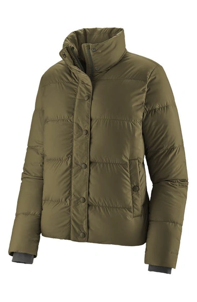 Shop Patagonia Silent Water Repellent 700-fill Power Down Insulated Jacket In Basin Green