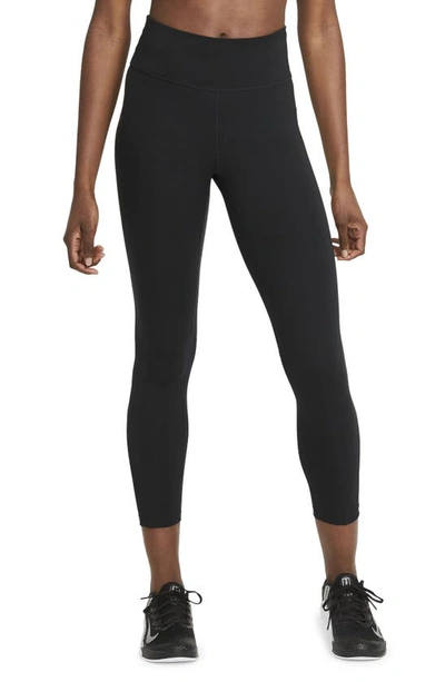 Shop Nike One Mid Rise 7/8 Tights In Black/white