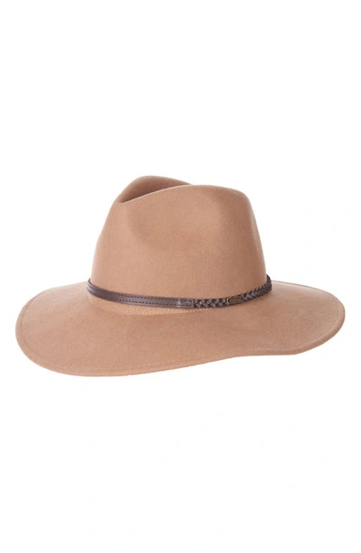 Shop Barbour Leather Braid Wool Fedora In Camel