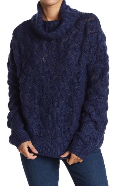Shop Frnch Neola Oversized Mock Neck Sweater In Blue