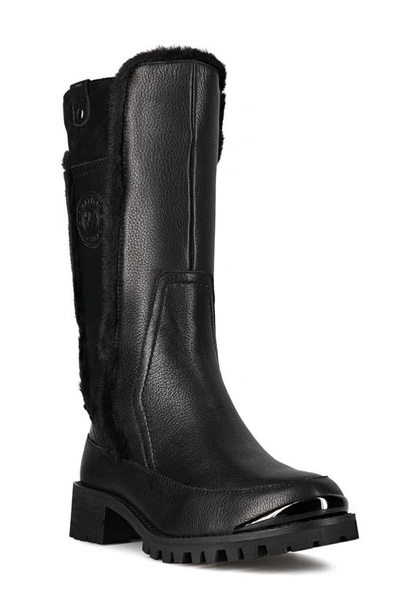 Santana Canada Leather Faux Fur Boot In Black