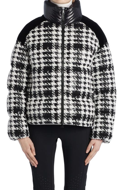 Moncler Erine Houndstooth Check Down Puffer Jacket In Black Houndstooth