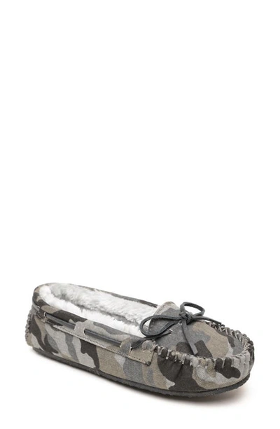 Shop Minnetonka 'cally' Slipper In Grey Camo Print