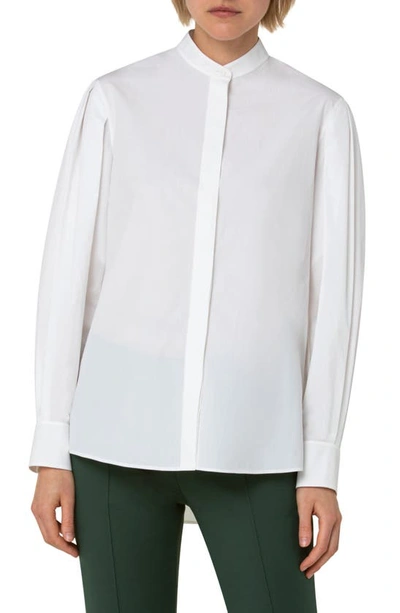 Akris Punto Mandarin-collar 3-pleated Blouse In Blossom | ModeSens